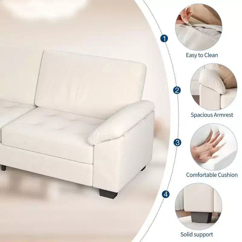 3 Seater Sofa Counch Velvet Upholstered Oversized Loveseat with Soft Spacious Armrests, Comfy Button Tufted Couch