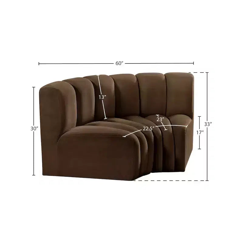 Meridian Furniture, Canapé modulable Arc en velours