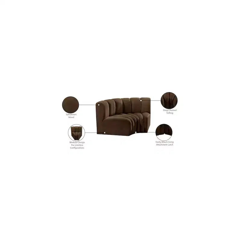 Meridian Furniture, Canapé modulable Arc en velours