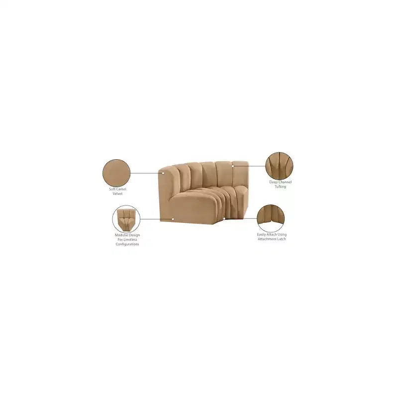 Meridian Furniture, Canapé modulable Arc en velours
