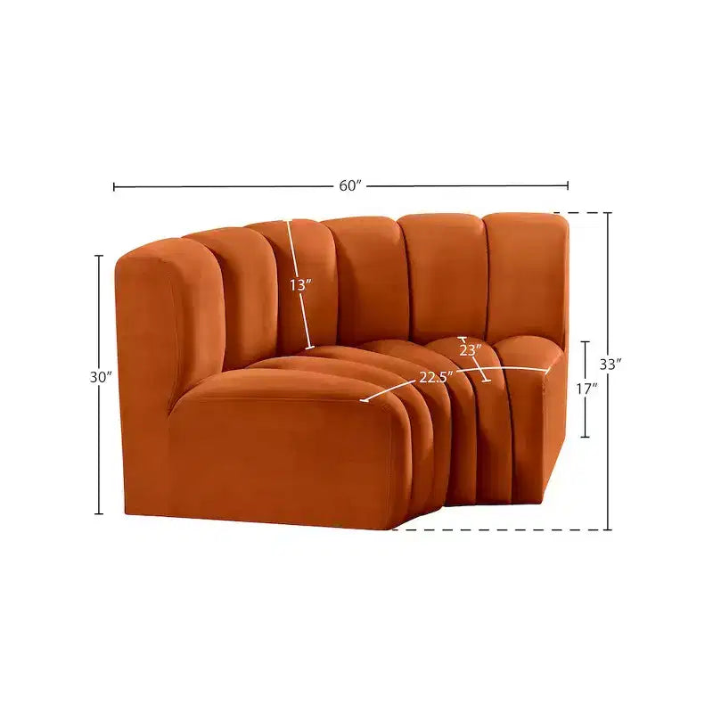 Meridian Furniture, Canapé modulable Arc en velours