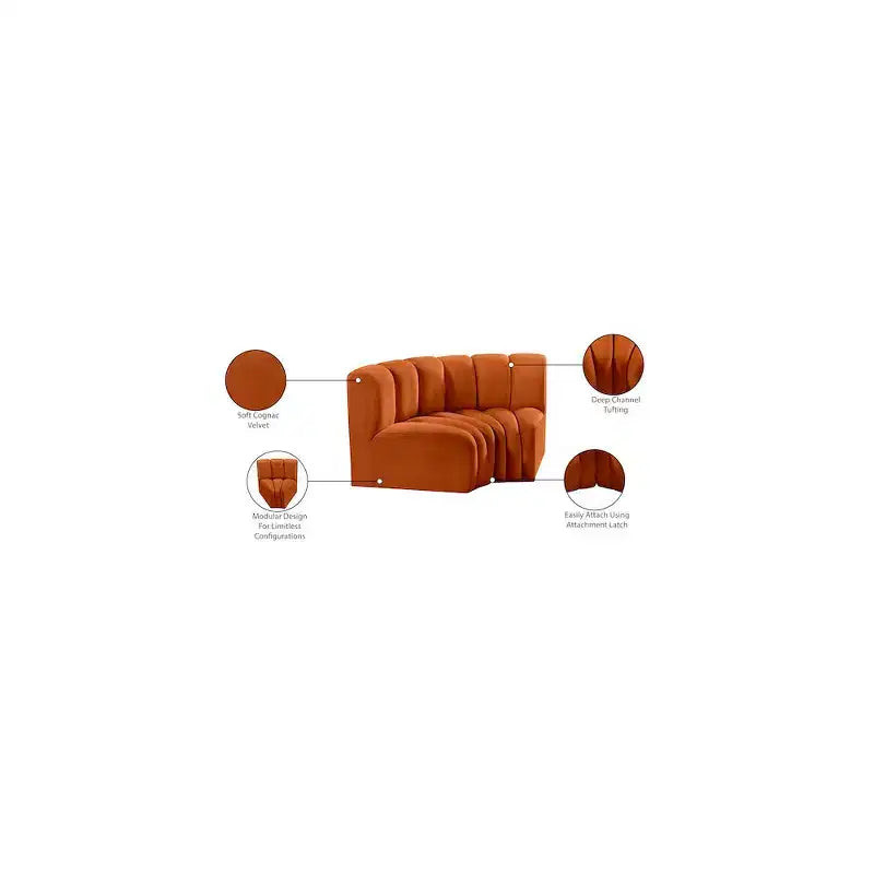 Meridian Furniture, Canapé modulable Arc en velours