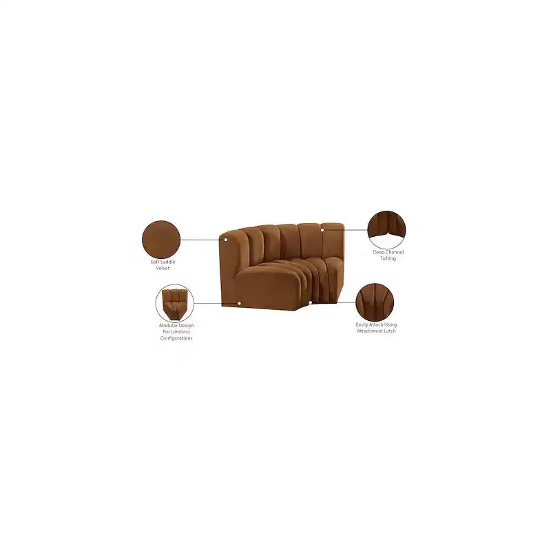 Meridian Furniture, Canapé modulable Arc en velours