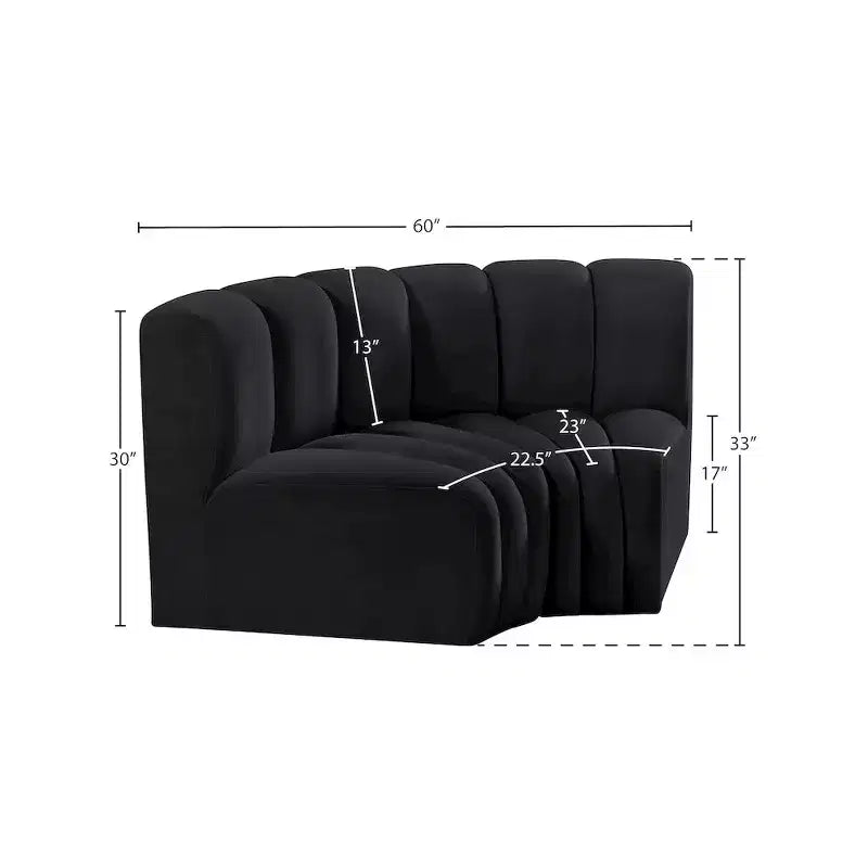Meridian Furniture, Canapé modulable Arc en velours