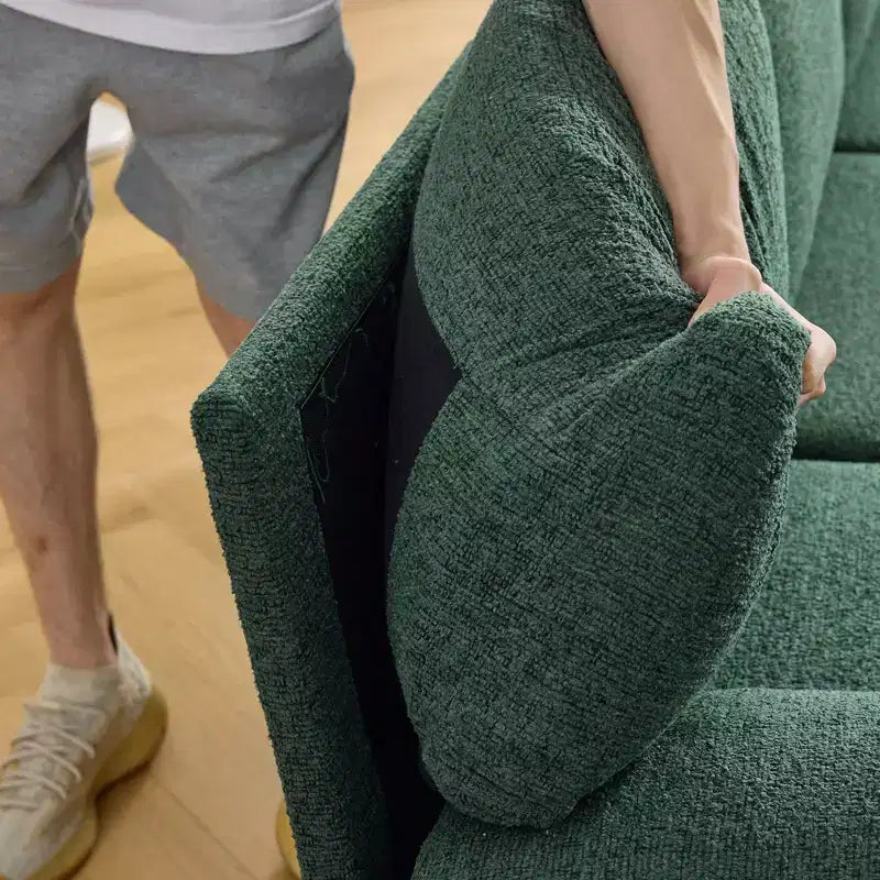 Karl Home |110 in. W Pillow Top Arm Chellie 4-Seat U-shaped Sofa in Green