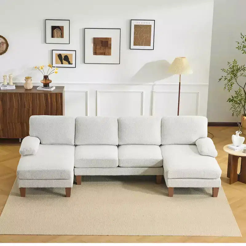 Karl Home |110 in. W Pillow Top Arm Chellie 4-Seat U-shaped Sofa in Green