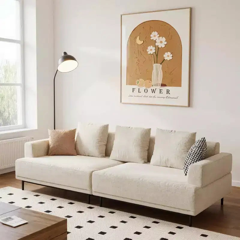 Gaoyangjiaju 109.44 Inch Linen Sofa with Metal Legs for Living Room