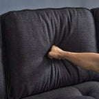Karl Home |85.8 in. W Square Arm Corduroy 3-Seat U-shaped Tufed Sofa in Beige with Ottoman