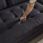 Karl Home |85.8 in. W Square Arm Corduroy 3-Seat U-shaped Tufed Sofa in Beige with Ottoman