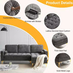 Karl Home |85.8 in. W Square Arm Corduroy 3-Seat U-shaped Tufed Sofa in Beige with Ottoman
