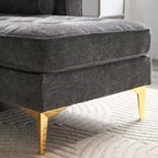 Karl Home |85.8 in. W Square Arm Corduroy 3-Seat U-shaped Tufed Sofa in Beige with Ottoman