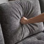 Karl Home |85.8 in. W Square Arm Corduroy 3-Seat U-shaped Tufed Sofa in Beige with Ottoman