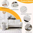 Karl Home |85.8 in. W Square Arm Corduroy 3-Seat U-shaped Tufed Sofa in Beige with Ottoman