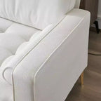 Karl Home |85.8 in. W Square Arm Corduroy 3-Seat U-shaped Tufed Sofa in Beige with Ottoman
