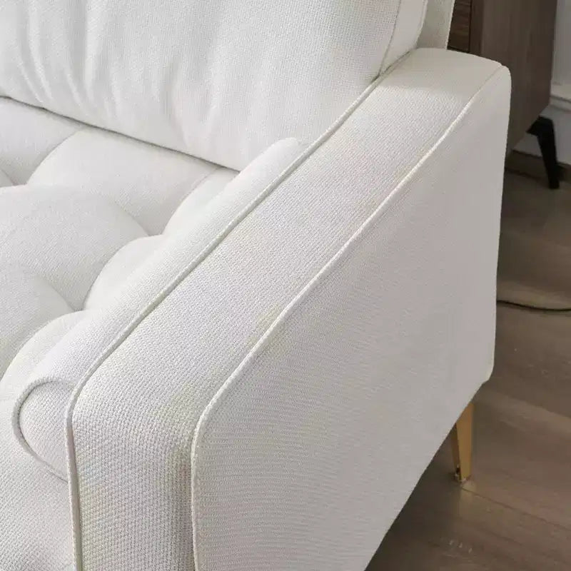 Karl Home |85.8 in. W Square Arm Corduroy 3-Seat U-shaped Tufed Sofa in Beige with Ottoman