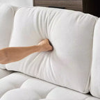 Karl Home |85.8 in. W Square Arm Corduroy 3-Seat U-shaped Tufed Sofa in Beige with Ottoman