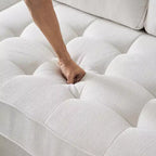 Karl Home |85.8 in. W Square Arm Corduroy 3-Seat U-shaped Tufed Sofa in Beige with Ottoman