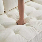 Karl Home |85.8 in. W Square Arm Corduroy 3-Seat U-shaped Tufed Sofa in Beige with Ottoman