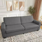 Canapé 3 places ergonomique fait main en velours Teddy avec support de 385 kg, coussin amovible et larges accoudoirs pour salon, chambre et appartement