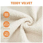 Canapé 3 places ergonomique fait main en velours Teddy avec support de 385 kg, coussin amovible et larges accoudoirs pour salon, chambre et appartement