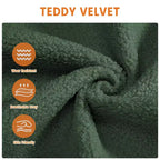 Canapé 3 places ergonomique fait main en velours Teddy avec support de 385 kg, coussin amovible et larges accoudoirs pour salon, chambre et appartement