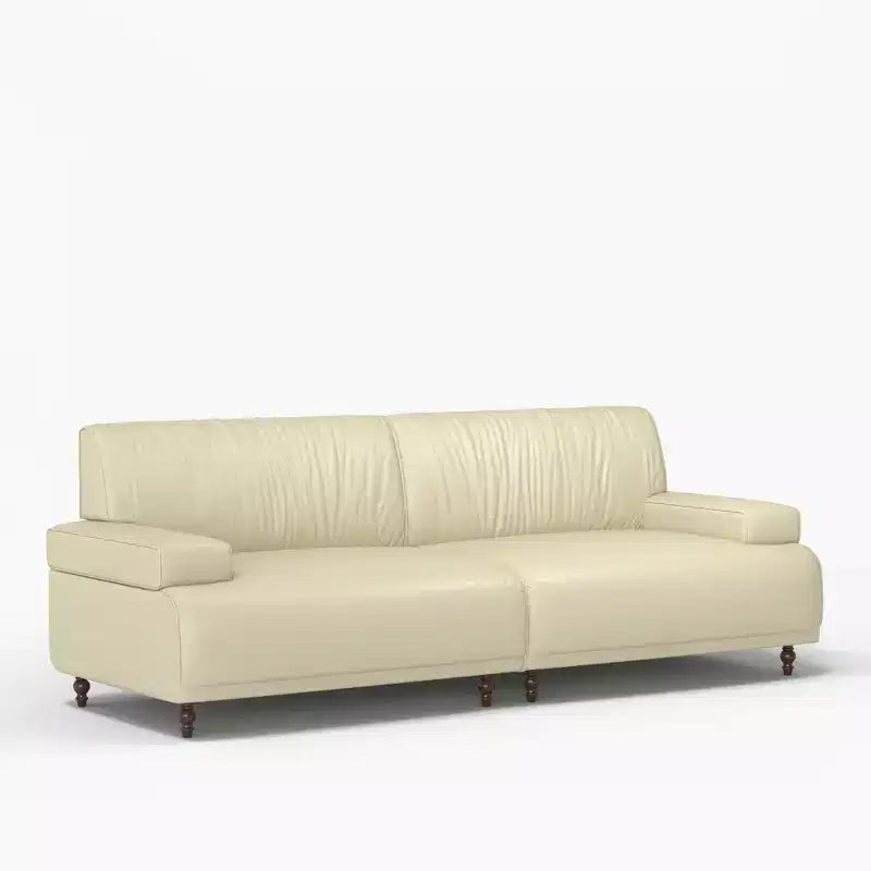 Gaoyangjiaju 86.4 Inch Leather Sofa with Solid Wood Frame