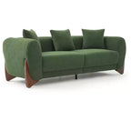 Mid Century Modern Sofa with Lamb Wool Fabric, Upholstered Living Room Sofa with Waist Cushion, Reading Sofa for Bedroom Sunroom