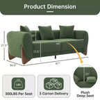 Mid Century Modern Sofa with Lamb Wool Fabric, Upholstered Living Room Sofa with Waist Cushion, Reading Sofa for Bedroom Sunroom