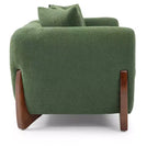 Mid Century Modern Sofa with Lamb Wool Fabric, Upholstered Living Room Sofa with Waist Cushion, Reading Sofa for Bedroom Sunroom