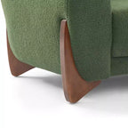 Mid Century Modern Sofa with Lamb Wool Fabric, Upholstered Living Room Sofa with Waist Cushion, Reading Sofa for Bedroom Sunroom