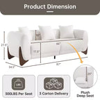 Mid Century Modern Sofa with Lamb Wool Fabric, Upholstered Living Room Sofa with Waist Cushion, Reading Sofa for Bedroom Sunroom