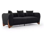 Mid Century Modern Sofa with Lamb Wool Fabric, Upholstered Living Room Sofa with Waist Cushion, Reading Sofa for Bedroom Sunroom