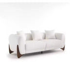Mid Century Modern Sofa with Lamb Wool Fabric, Upholstered Living Room Sofa with Waist Cushion, Reading Sofa for Bedroom Sunroom