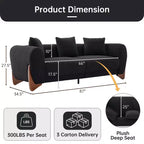 Mid Century Modern Sofa with Lamb Wool Fabric, Upholstered Living Room Sofa with Waist Cushion, Reading Sofa for Bedroom Sunroom