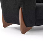 Mid Century Modern Sofa with Lamb Wool Fabric, Upholstered Living Room Sofa with Waist Cushion, Reading Sofa for Bedroom Sunroom