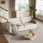 80 in Comfy Couch, 3 Seater Sofa with Metal Legs, Deep Seat Sofa with Grey Linen Fabric Modern Sofa Couch for Living Room, Apparment, Office