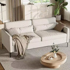 80 in Comfy Couch, 3 Seater Sofa with Metal Legs, Deep Seat Sofa with Grey Linen Fabric Modern Sofa Couch for Living Room, Apparment, Office