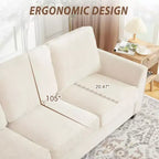 Canapé 3 places surdimensionné moderne en chenille de 211 cm, causeuse profonde et confortable, canapé douillet lavable pour la maison, le bureau ou l'appartement