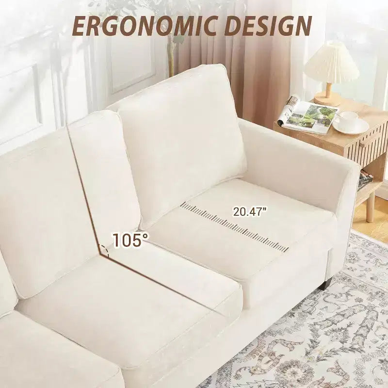 Canapé 3 places surdimensionné moderne en chenille de 211 cm, causeuse profonde et confortable, canapé douillet lavable pour la maison, le bureau ou l'appartement