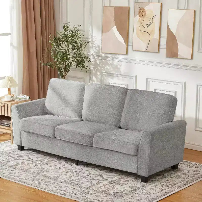 Canapé 3 places surdimensionné moderne en chenille de 211 cm, causeuse profonde et confortable, canapé douillet lavable pour la maison, le bureau ou l'appartement