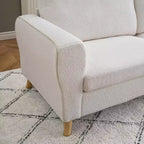 Canapé 84 po, Canapé 3 places pour Salon, Causeuse Moderne, Canapé Bouclé avec Assises Profondes et Accoudoirs Larges, Pieds en Bois, Montage Facile pour la Maison
