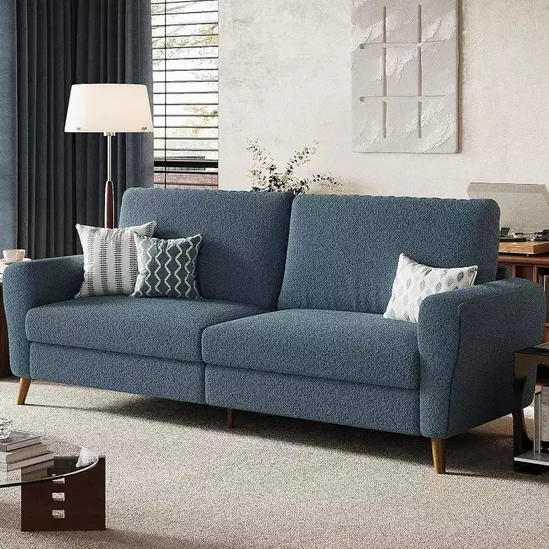 84 Sofa, 3 Seater Couch for Living Room, Modern Loveseat, Boucle Sofa with Deep Seats and Wide Armrests, Wood Legs, Easy Assembly for Home