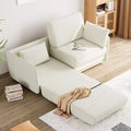 Acekool Pull-Out Sofa Bed, 66 Convertible Queen Sleeper Sofa with Thick Cushion for Living Room, Bedroom, Apartment, Beige