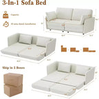Canapé convertible Acekool, canapé-lit escamotable Queen Size de 66 pouces avec coussin épais pour salon, chambre à coucher, appartement, beige