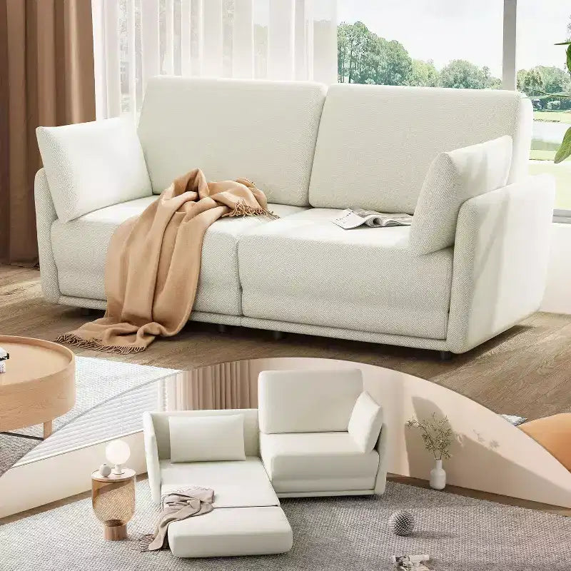 Canapé convertible Acekool, canapé-lit escamotable Queen Size de 66 pouces avec coussin épais pour salon, chambre à coucher, appartement, beige