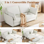 Canapé convertible Acekool, canapé-lit escamotable Queen Size de 66 pouces avec coussin épais pour salon, chambre à coucher, appartement, beige