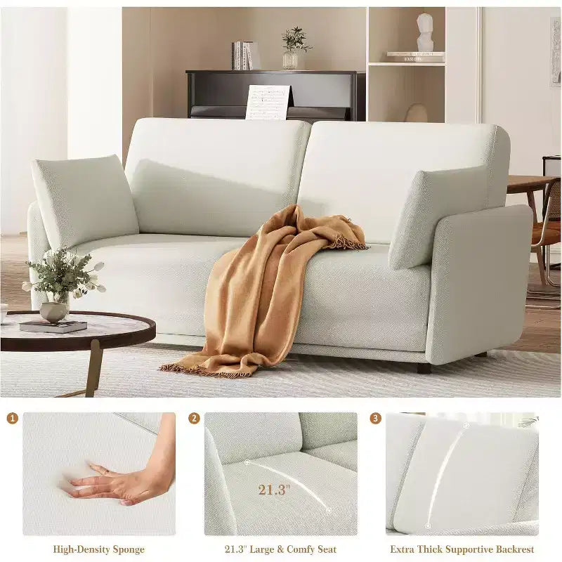 Canapé convertible Acekool, canapé-lit escamotable Queen Size de 66 pouces avec coussin épais pour salon, chambre à coucher, appartement, beige