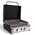 GasOne 2 Burner Flat Top Gas Grill with Lid  Auto Ignition Propane  Premium Stainless Steel Body with Pre Season Griddle, Oil Drip Tray
