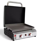 GasOne 2 Burner Flat Top Gas Grill with Lid  Auto Ignition Propane  Premium Stainless Steel Body with Pre Season Griddle, Oil Drip Tray