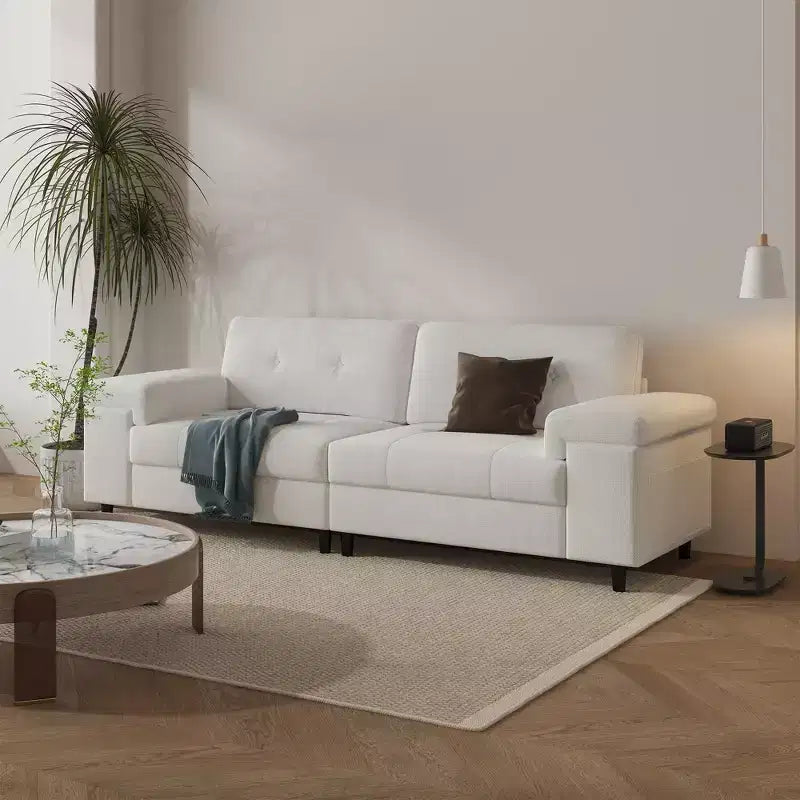 85 Modern Sofa Couch, 3 Seater Upholstered Sofa with Adjustable Armrest, Button Tufted Deep Seat Sofa Couch for Living Room Office Apartment